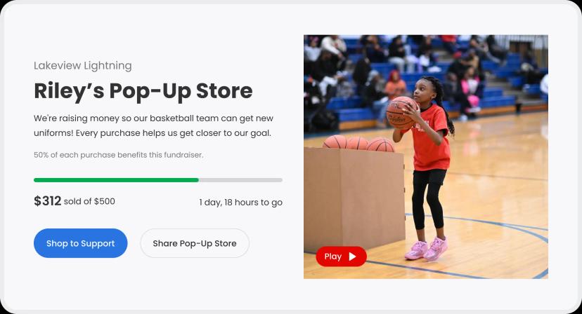 Riley's Double Good Pop-Up Store for her basketball fundraiser