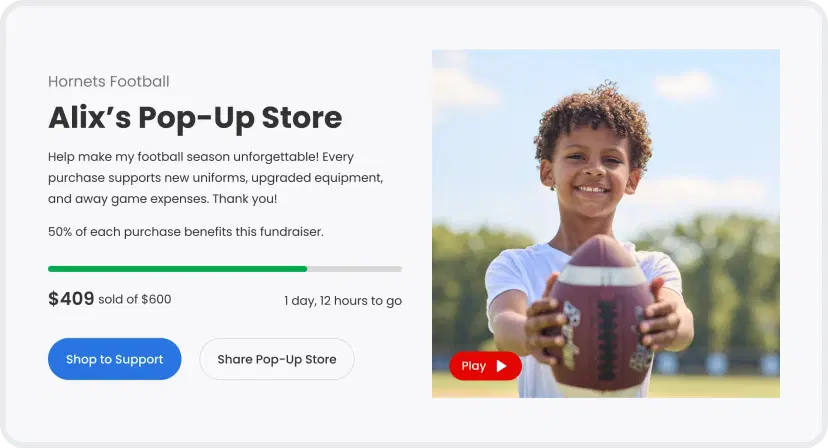 Alixs Double Good Pop Up Store for his football fundraiser